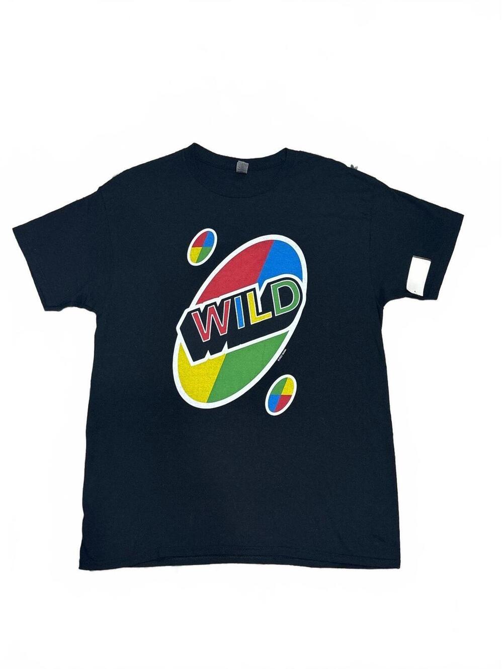 Gildan Large Black T-Shirt with Colorful WILD Graphic